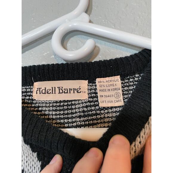 Adell Barre Womens Small Sweater black silver Shoulder pads retro 90s vintage - Picture 5 of 9